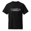 Revive Thredz premium graphic tee with clean minimalist typography reading humanity Close up of sharp high density typographic print on premium soft clothing